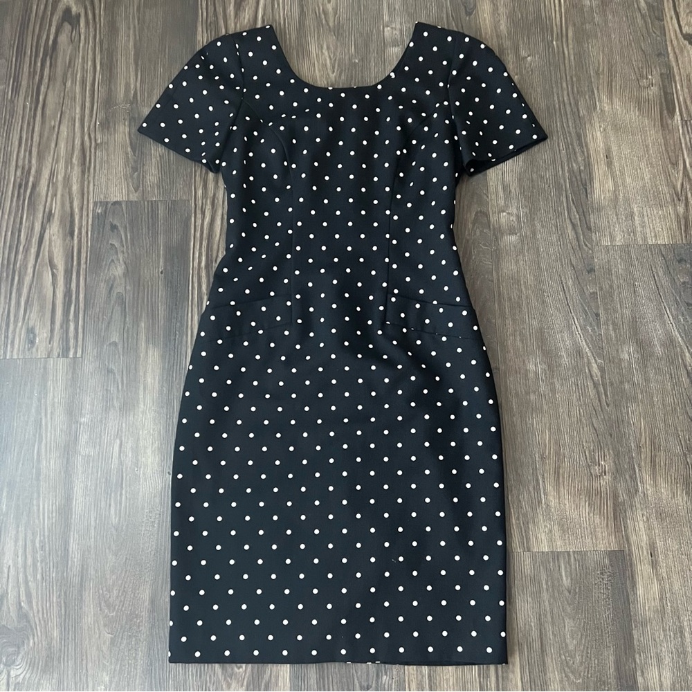 Jessica Howard Black and White Polka Dot Sheath Dress
